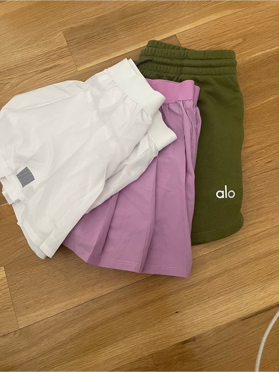 ALO Yoga Dresses & Skirts - ALO Yoga Olive Green, Lavender and White Girls Skorts Trio